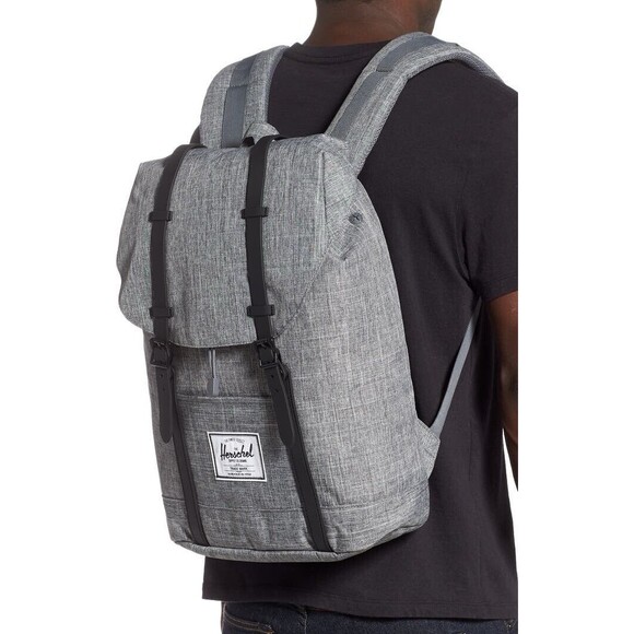 Herschel Supply Co. Retreat Backpack Gray Black Raven CrossHatch New - Picture 1 of 8